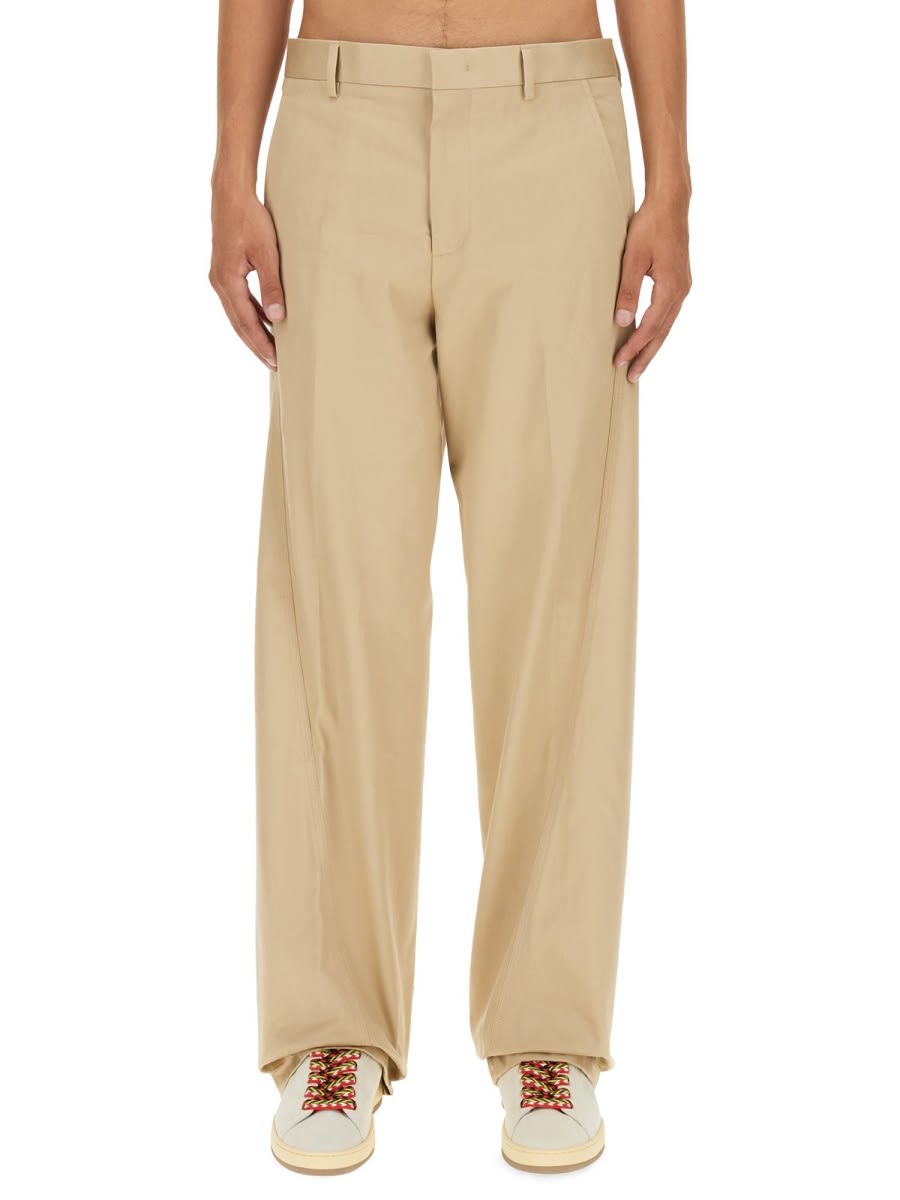 Shop Lanvin Twisted Chino Pants In Beige