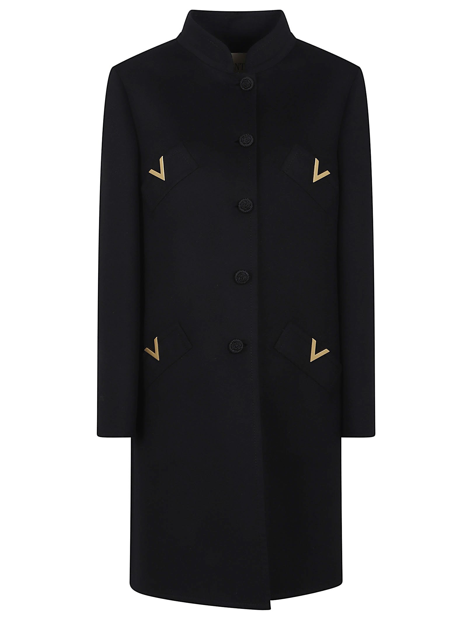Valentino Cappotto Cn V Metallo Solid Compact Drap In Black
