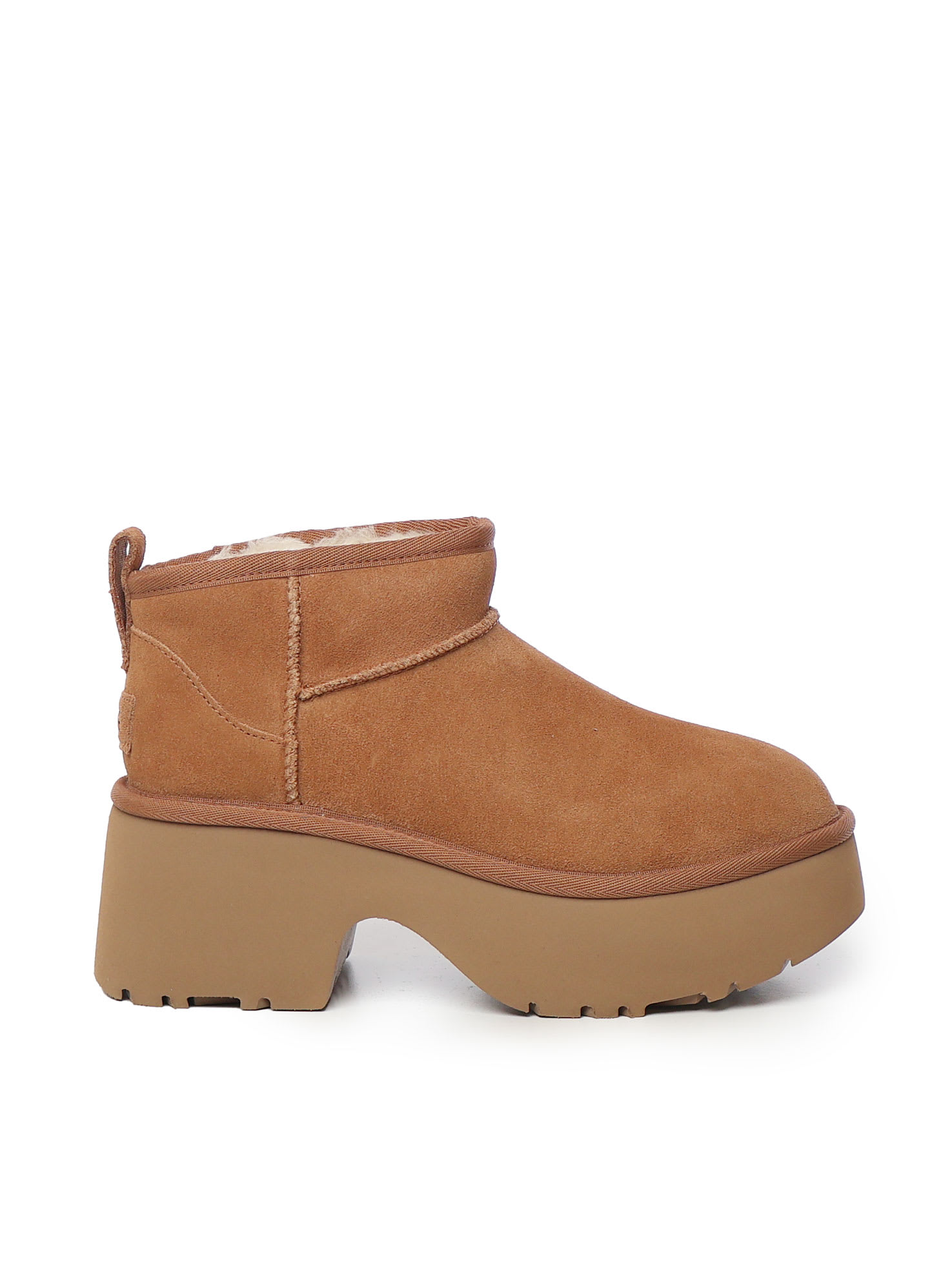 Shop Ugg Classic Ultra Mini New Heights Ankle Boots In Chestnut