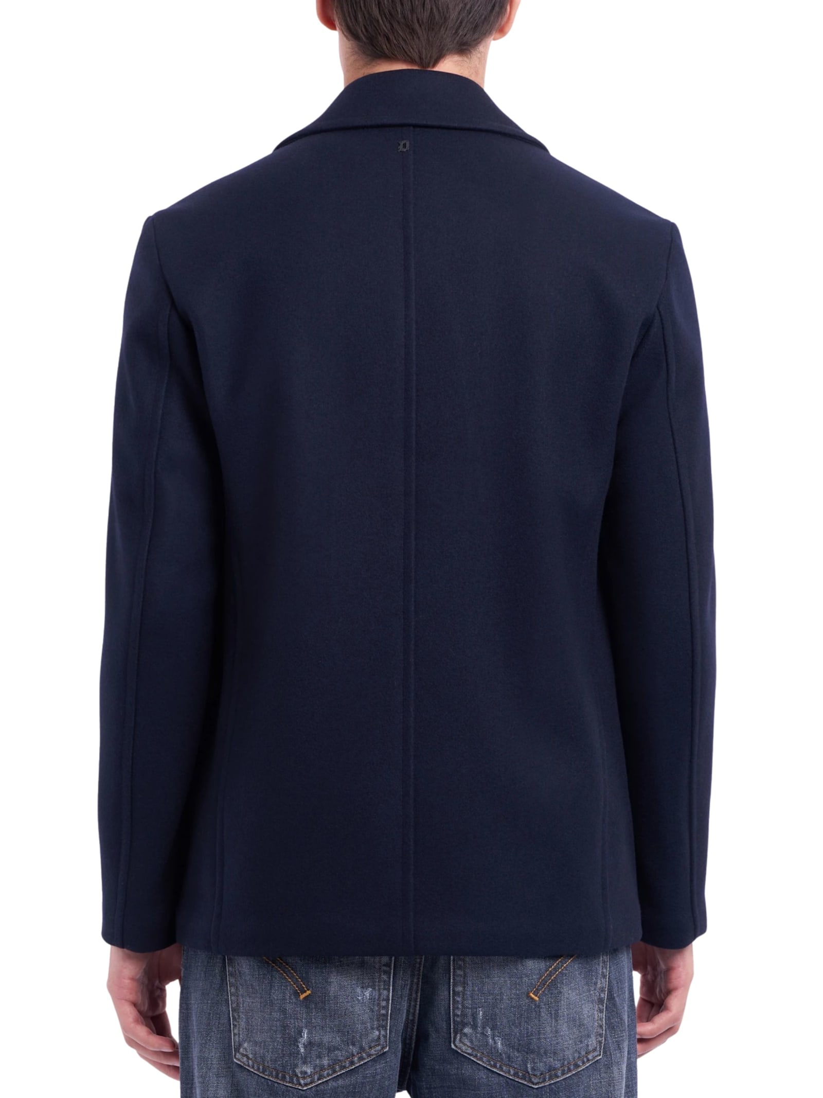 Dondup Double Breasted Jacket Bottoned Down In Blue
