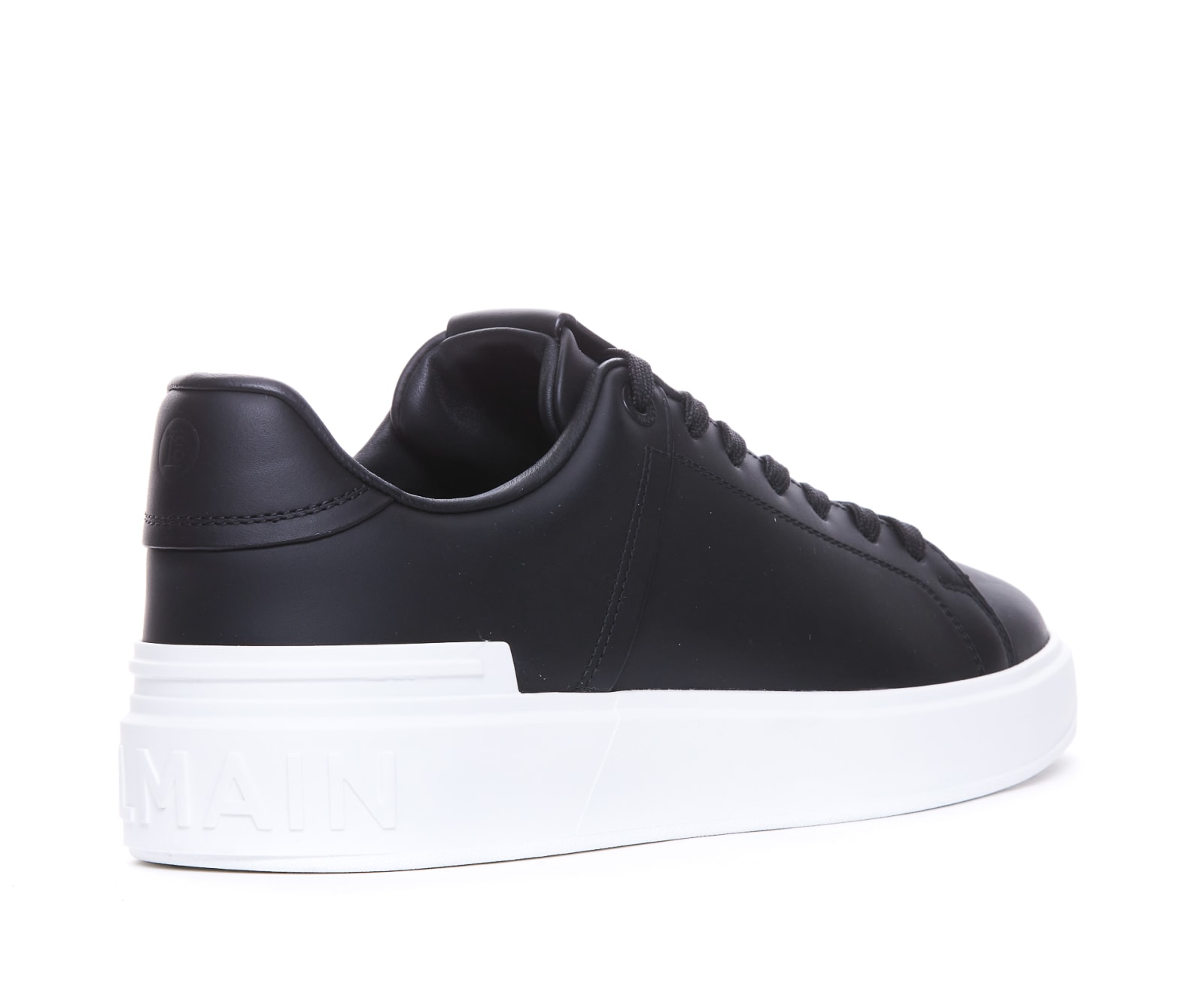 Shop Balmain B-court Leather Sneakers In Black