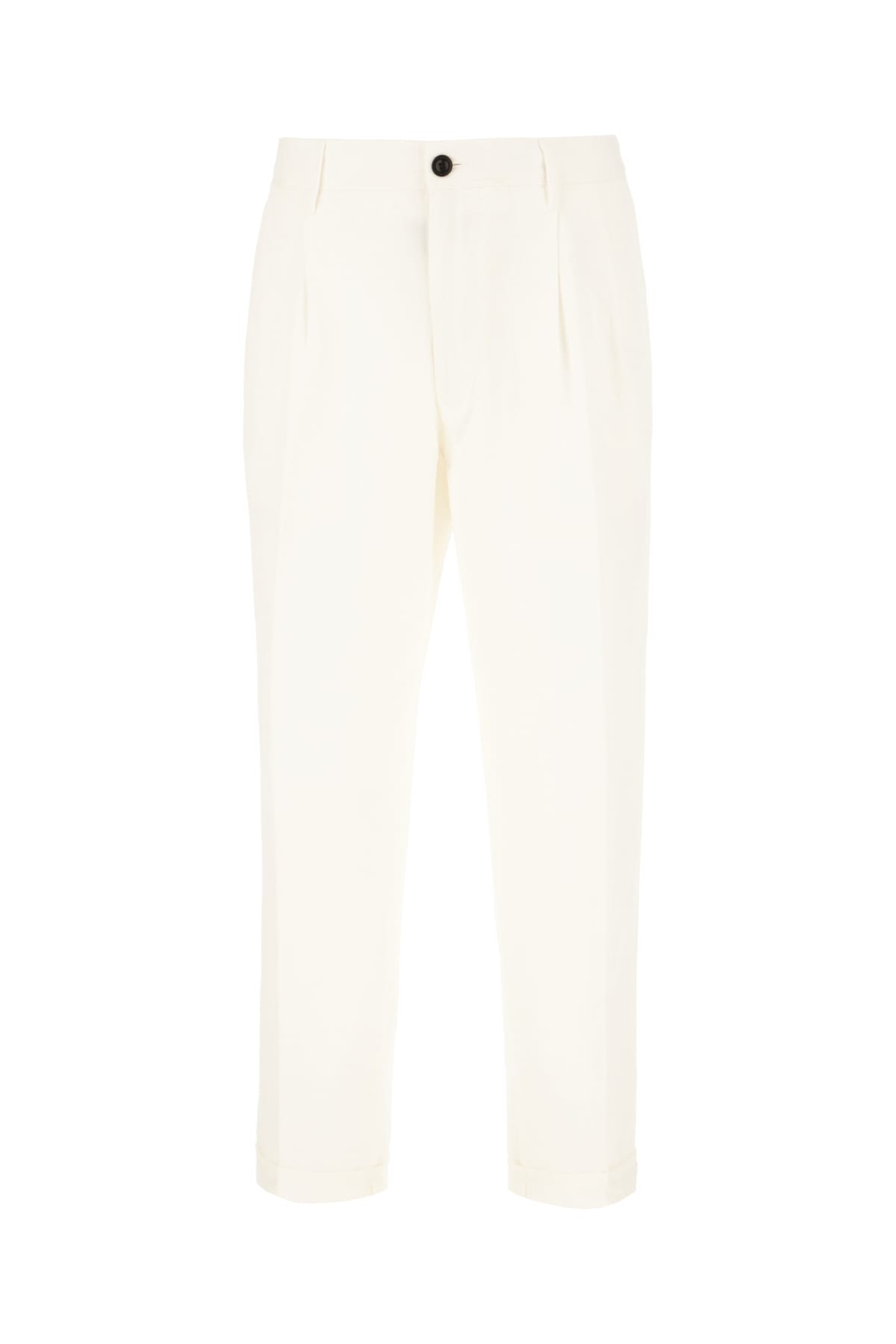 Incotex White Cotton Pants In Gold