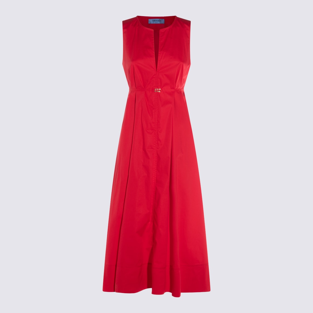 Shop Twinset Red Coton Midi Dress