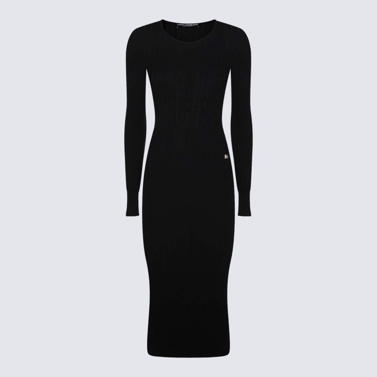 Shop Dolce & Gabbana Black Viscose Midi Dress