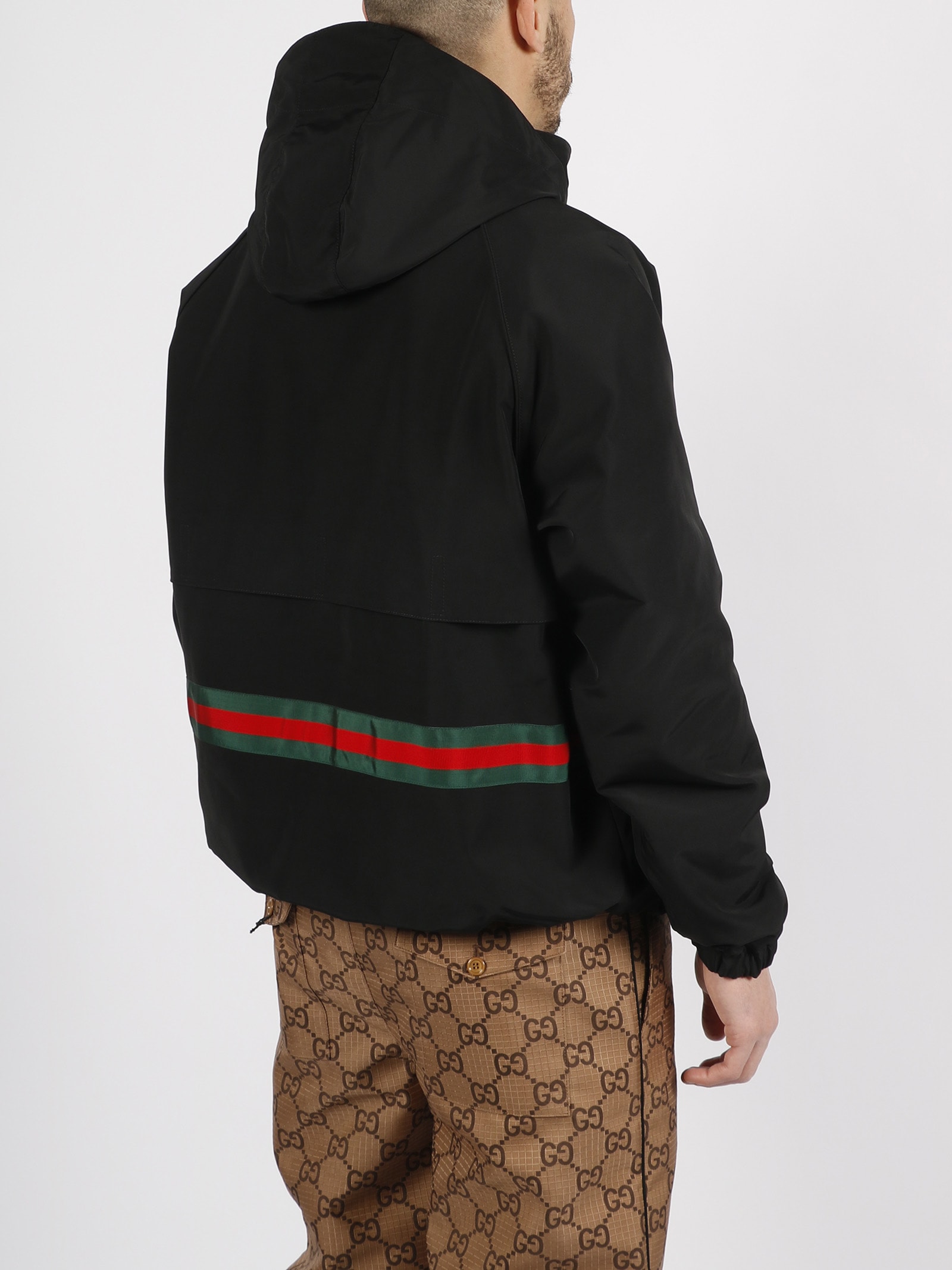 Black Reversible hooded jacket, Gucci