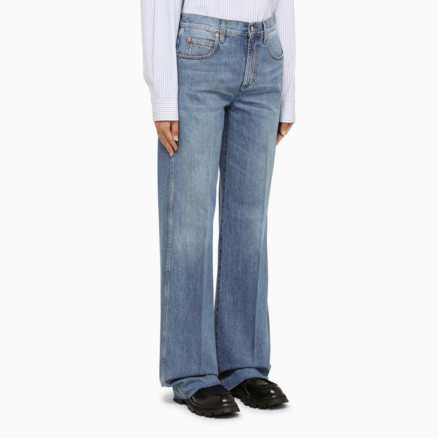 Shop Gucci Blue Straight Jeans In Cotton Denim
