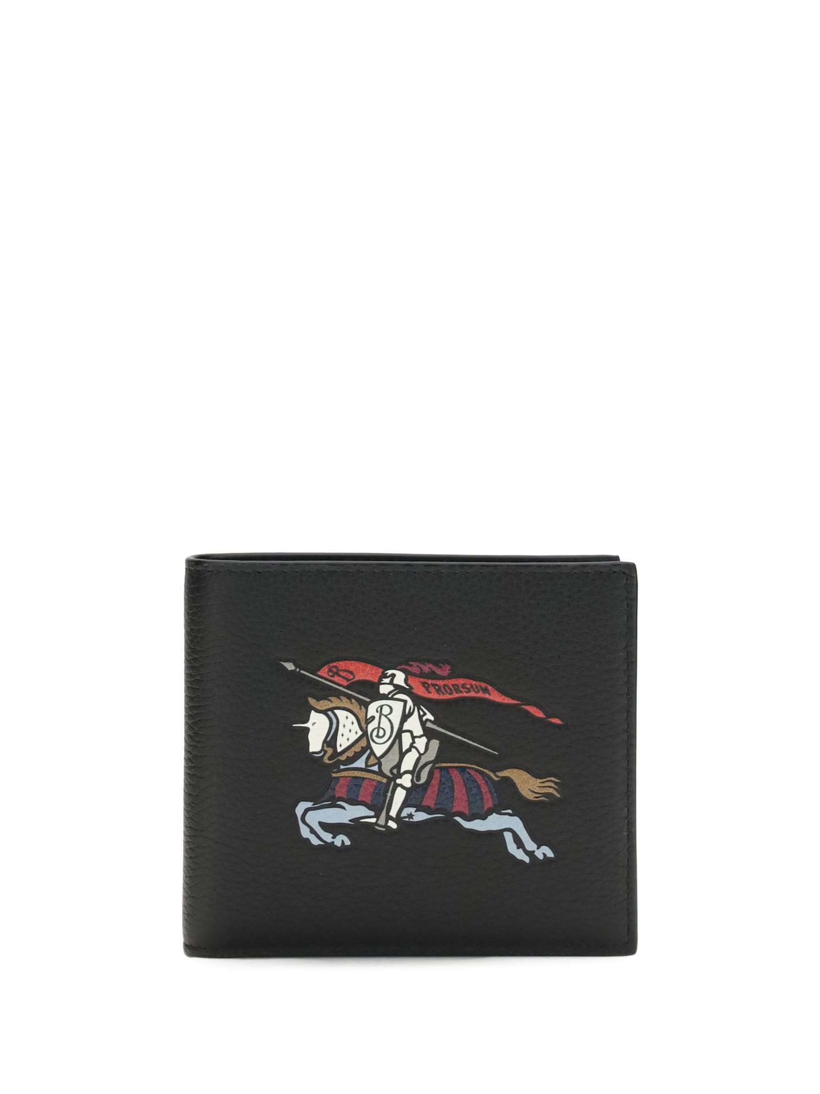 Burberry Textured Leather Graphic Print Wallet In Brown