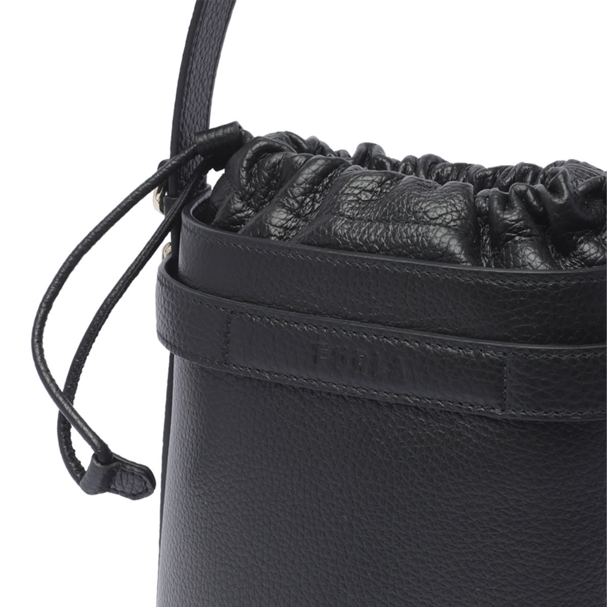 Shop Furla Mini Giove Bucket Bag In Black
