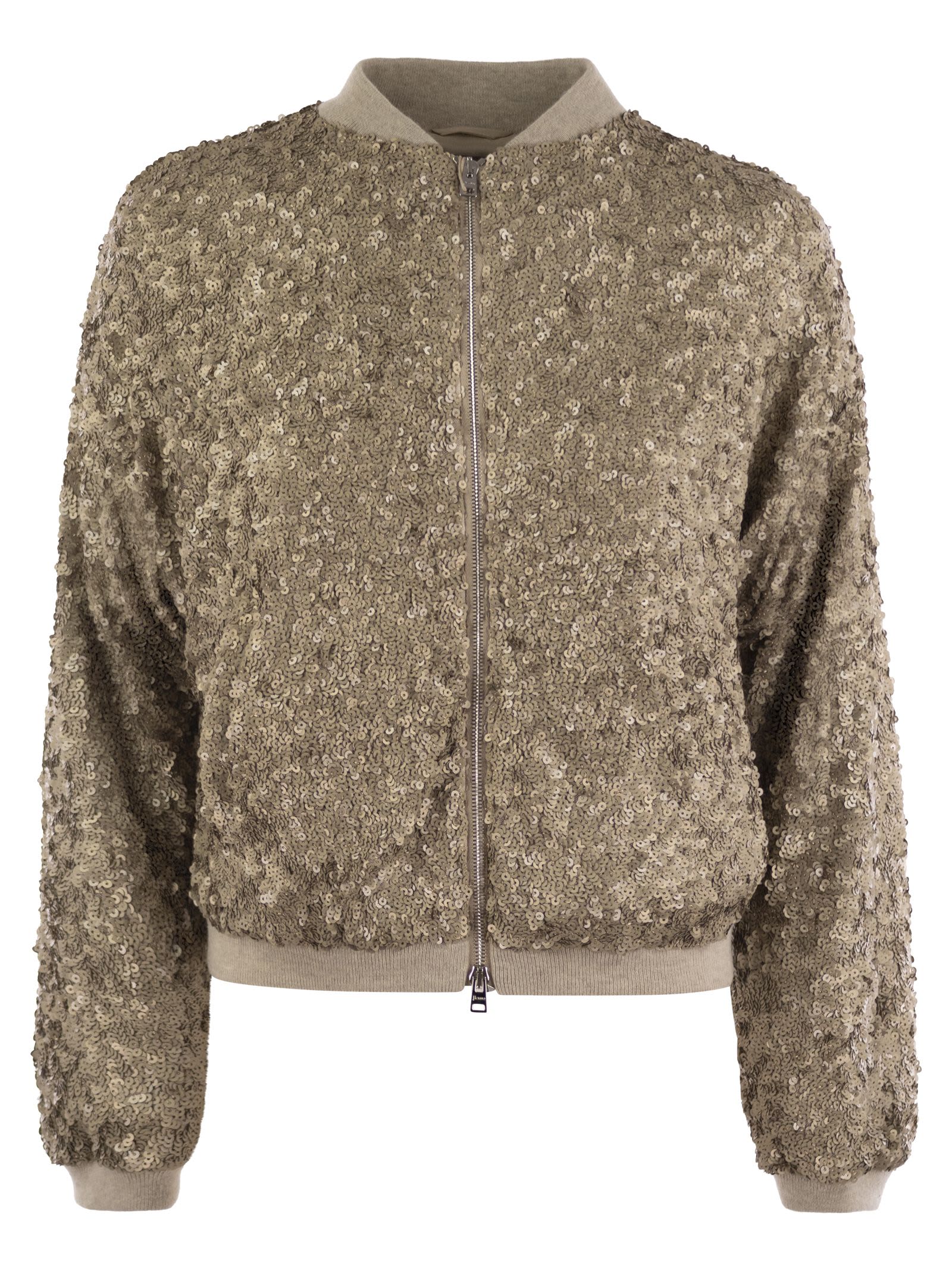 Shop Herno Bomber Jacket With Sequins In Gold