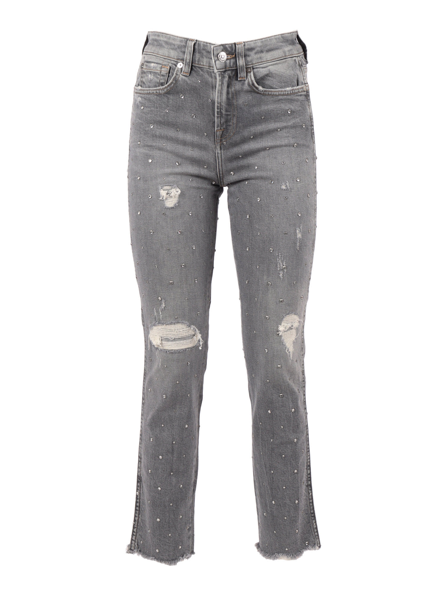 7 For All Mankind Vintage-inspired Straight Leg Jeans With Mid-rise Waist In Gray