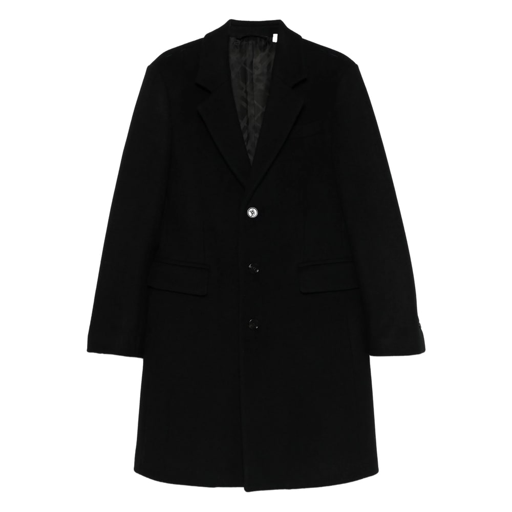Burberry Single-breasted Wool Coat In Black