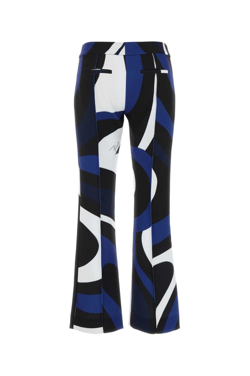 Shop Pucci Marmo-print Flared Trousers In Blue