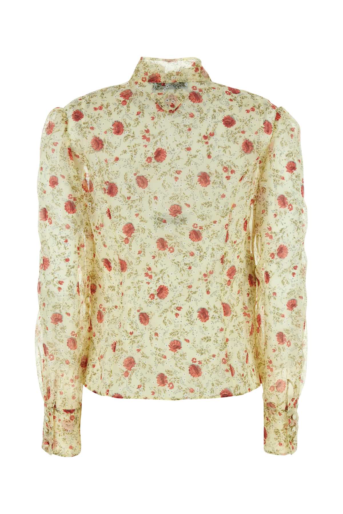 Shop Prada Printed Chiffon Shirt In Rosso