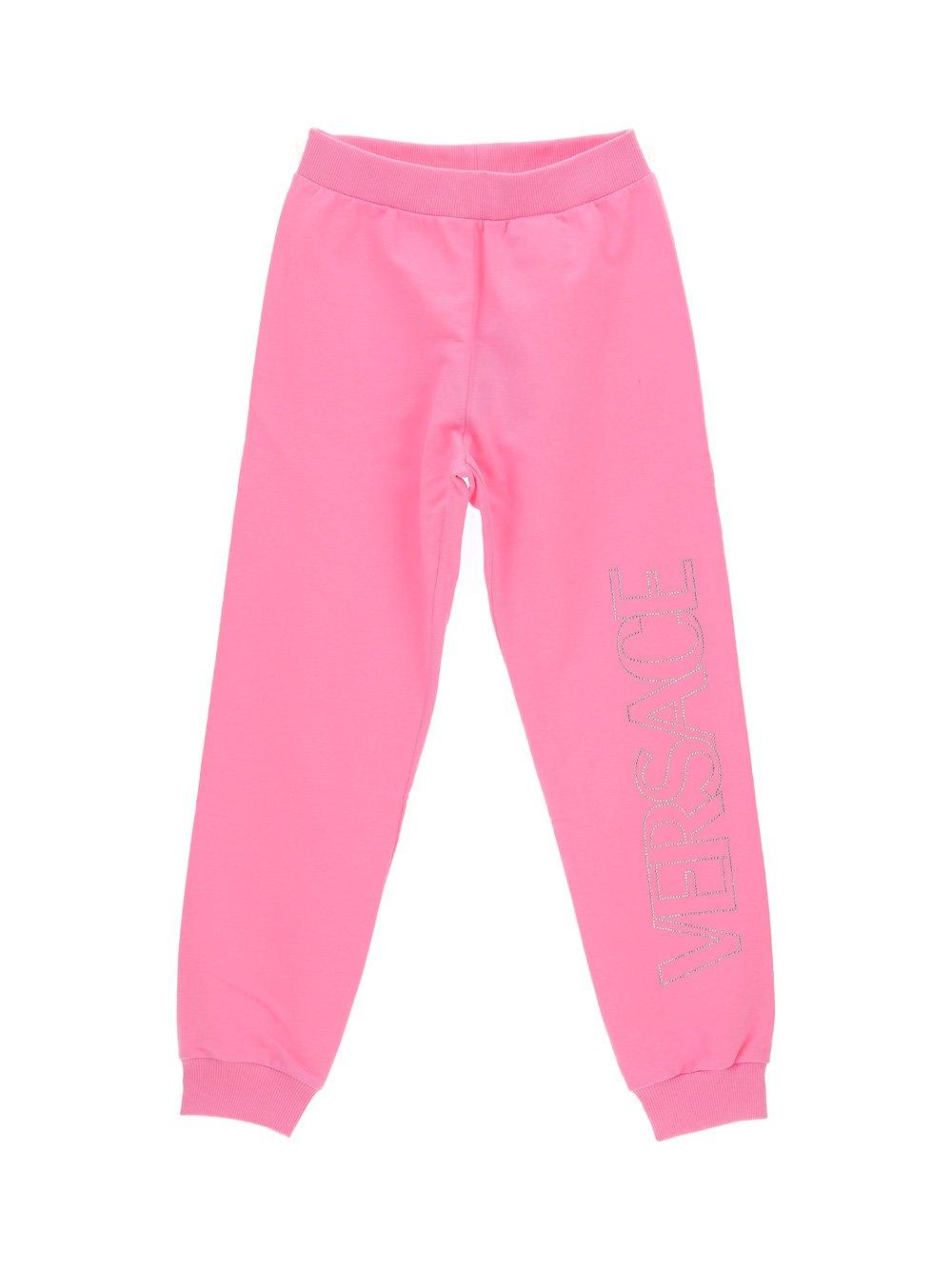 Young Versace Kids' Logo Printed Sweatpants In Pink Crystal