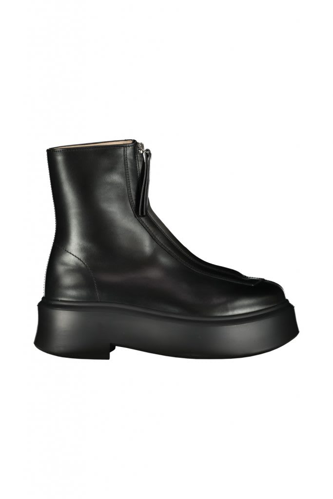 The Row Leather Ankle Boots In Black | ModeSens