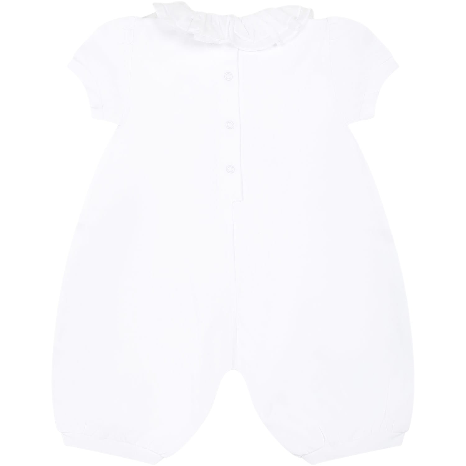Shop Monnalisa White Romper For Baby Girl With Bear Print