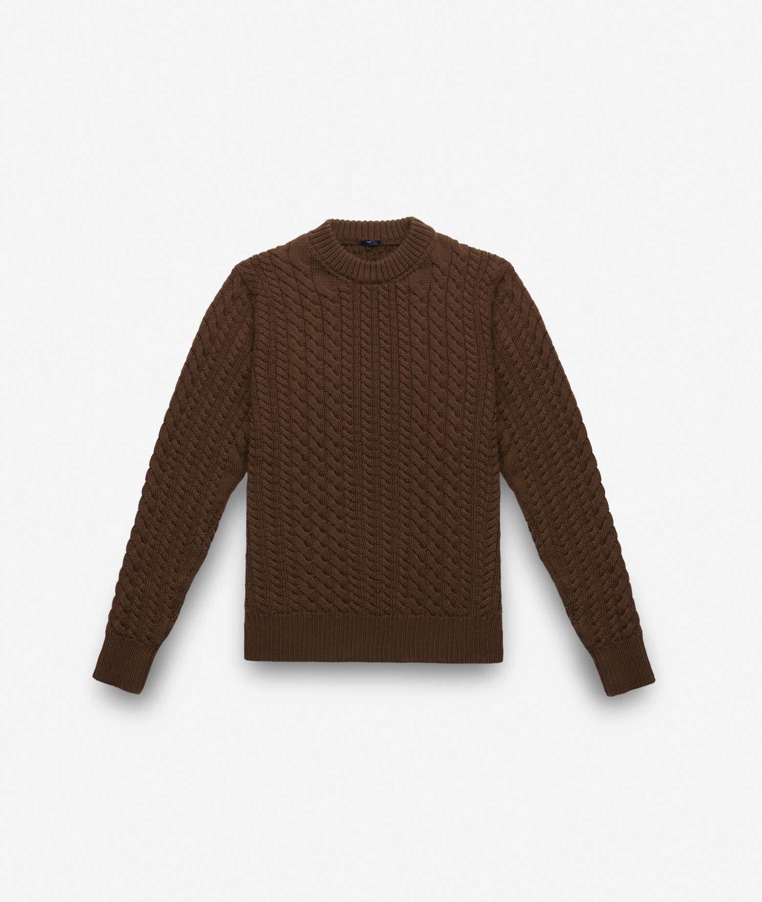 Larusmiani Cable Knit Sweater Col Du Pillon Sweater In Brown