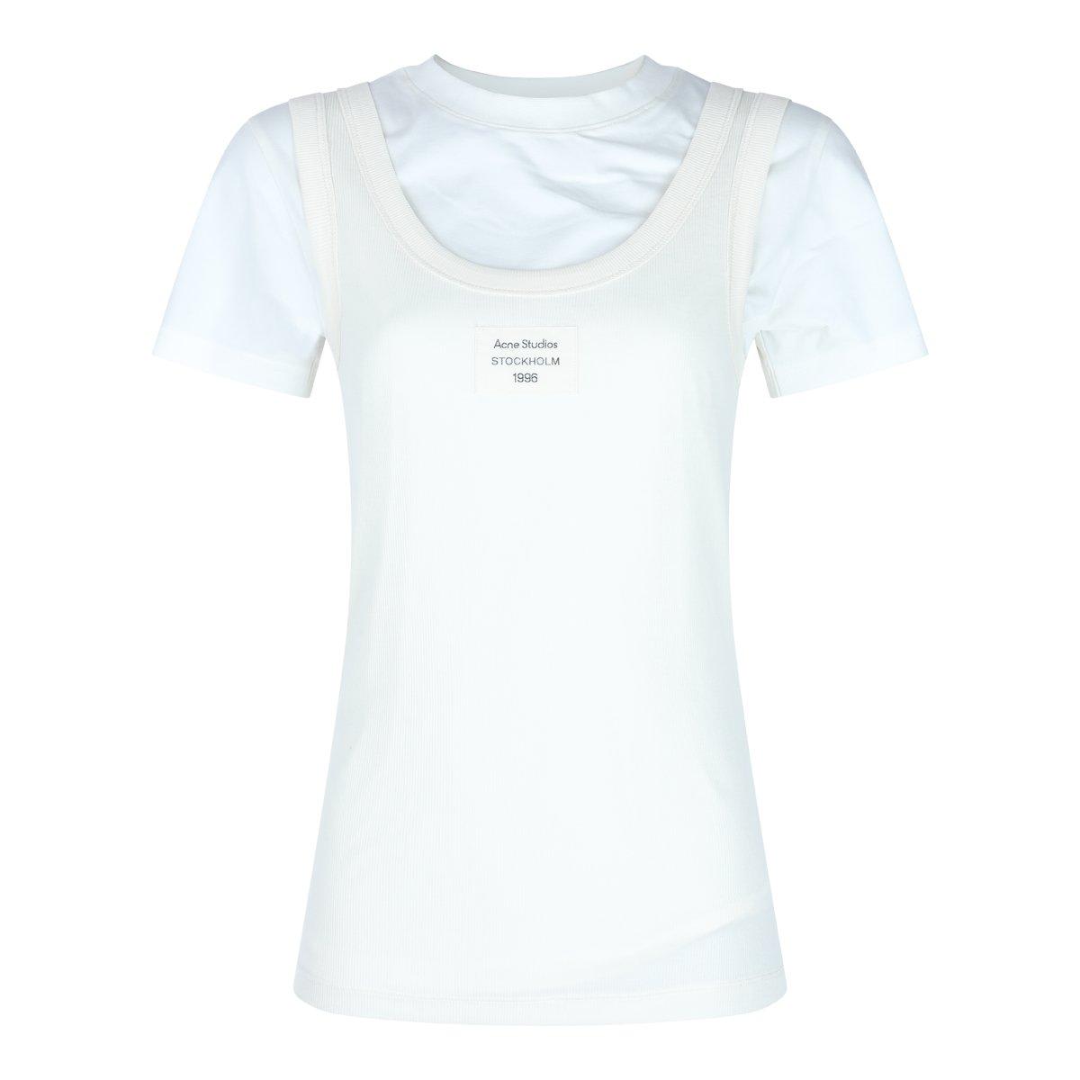 Acne Studios Off-white Layered T-shirt In Bianco