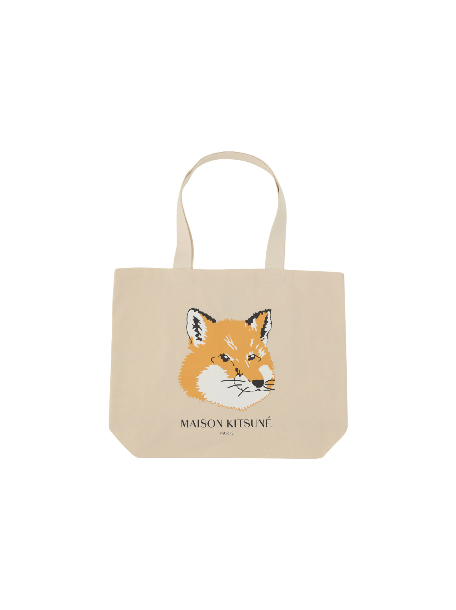 Maison Kitsuné Fox Head Tote Bag In Ecru | ModeSens