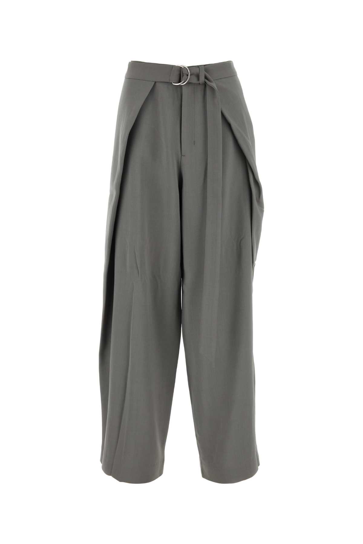 Grey Viscose Blend Wide-leg Pant