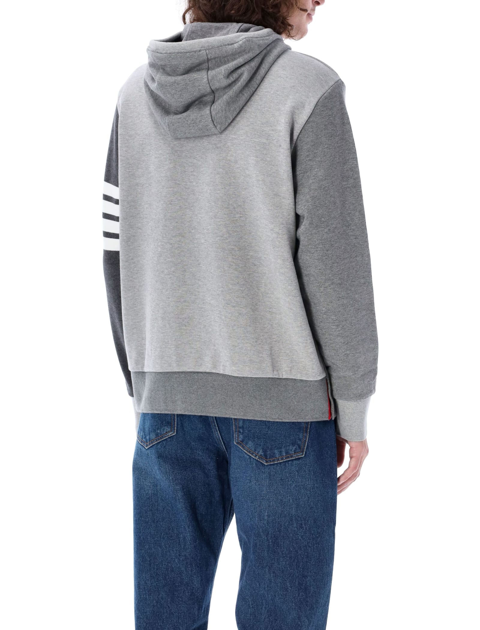 Shop Thom Browne Hoodie Pullover With Tona Fun Mix In Tonal Grey