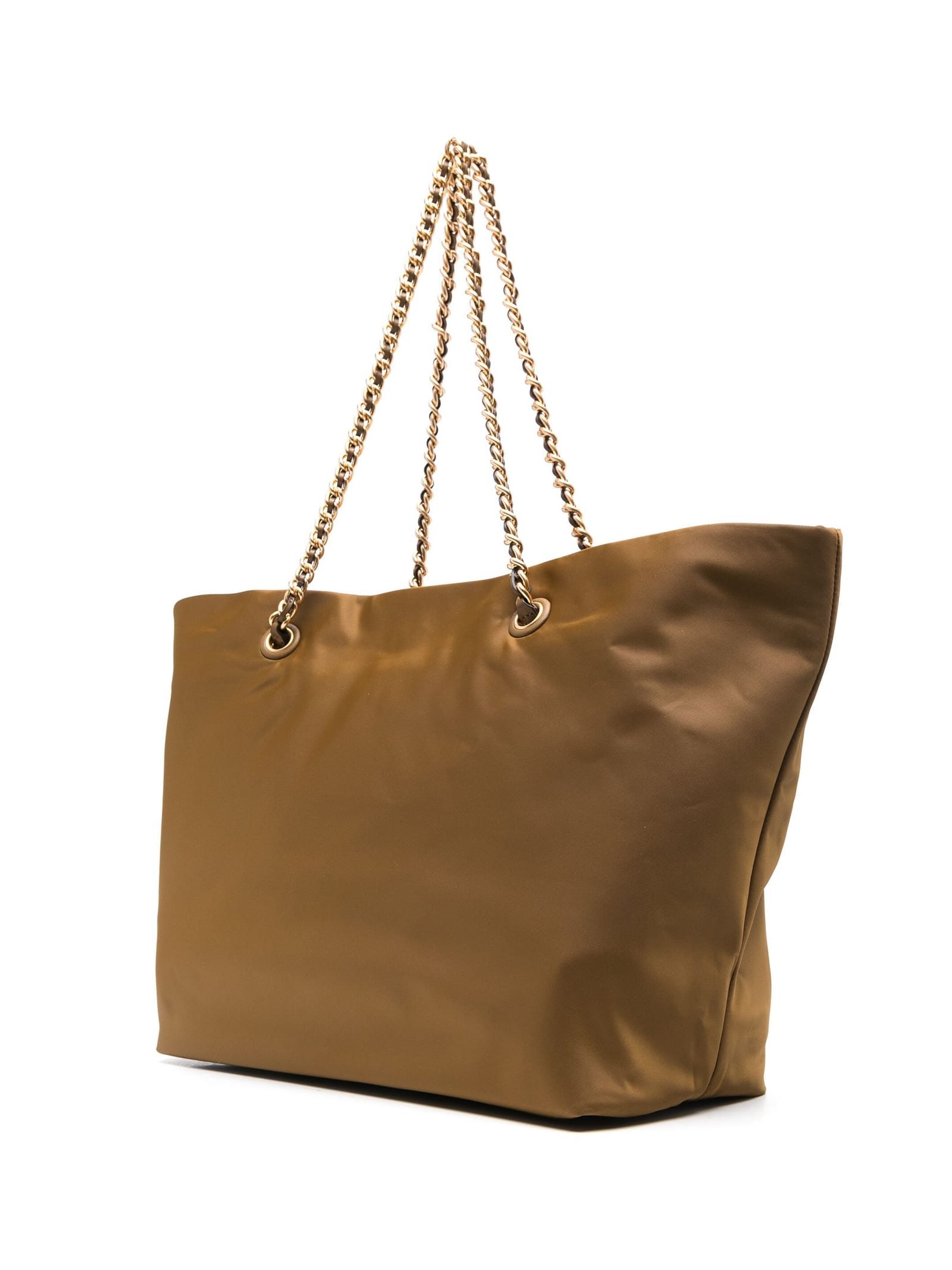 Shop Tory Burch Shopping Bag Ella Chain In Nylon In Camel