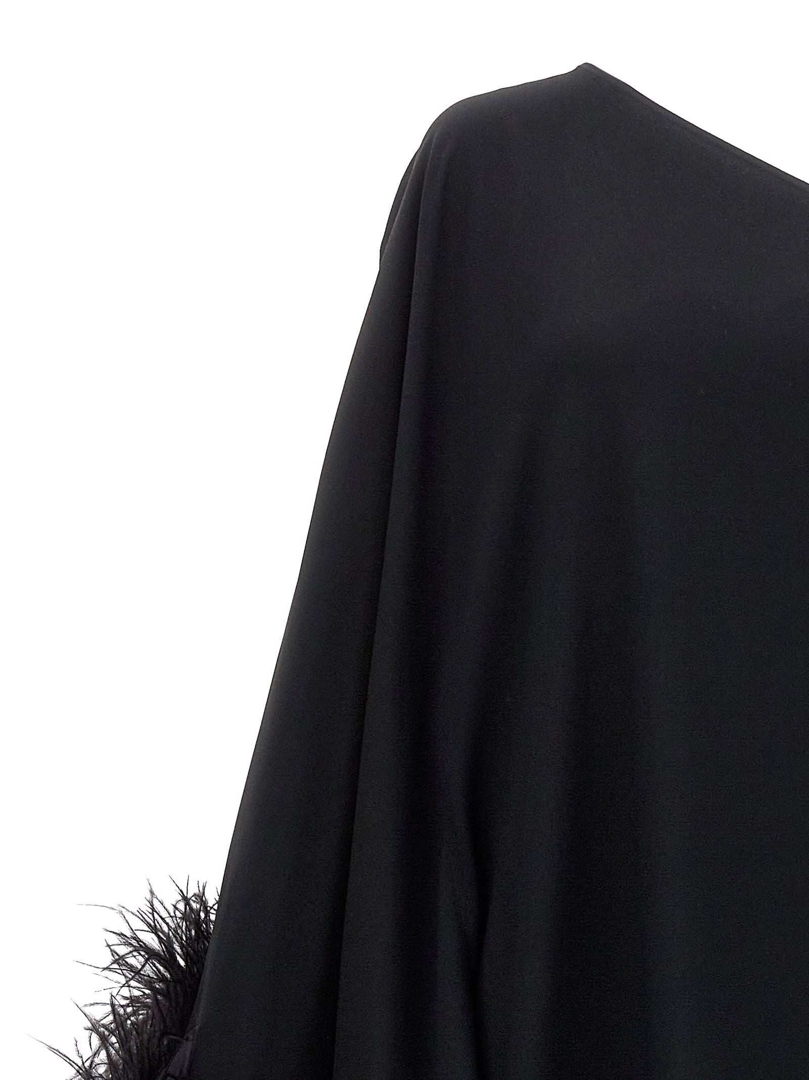 Taller Marmo Ubud One-shoulder Feather-trimmed Crepe Maxi Dress In Nero