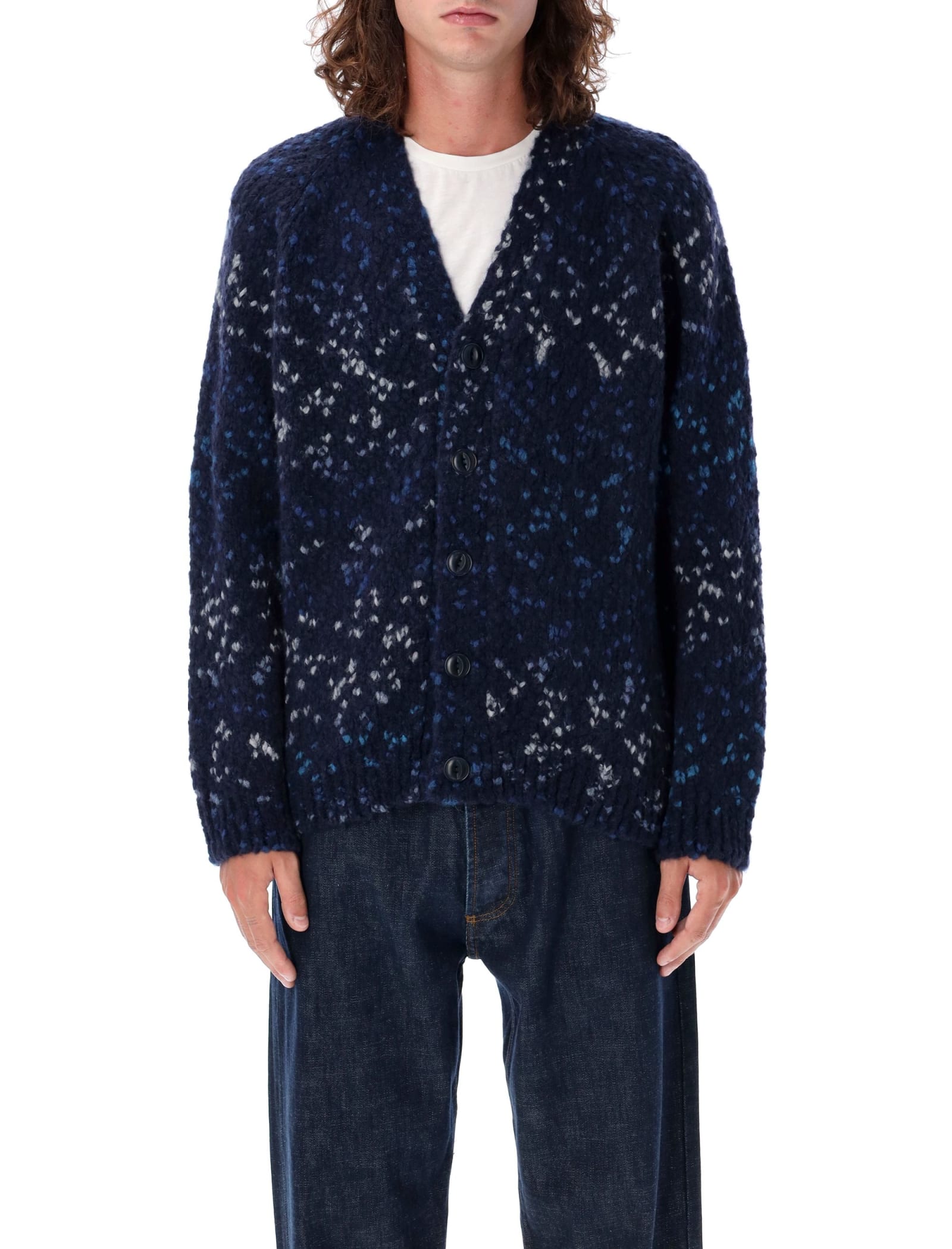 Shop Ymc You Must Create Jacquard Cardigan In Navy