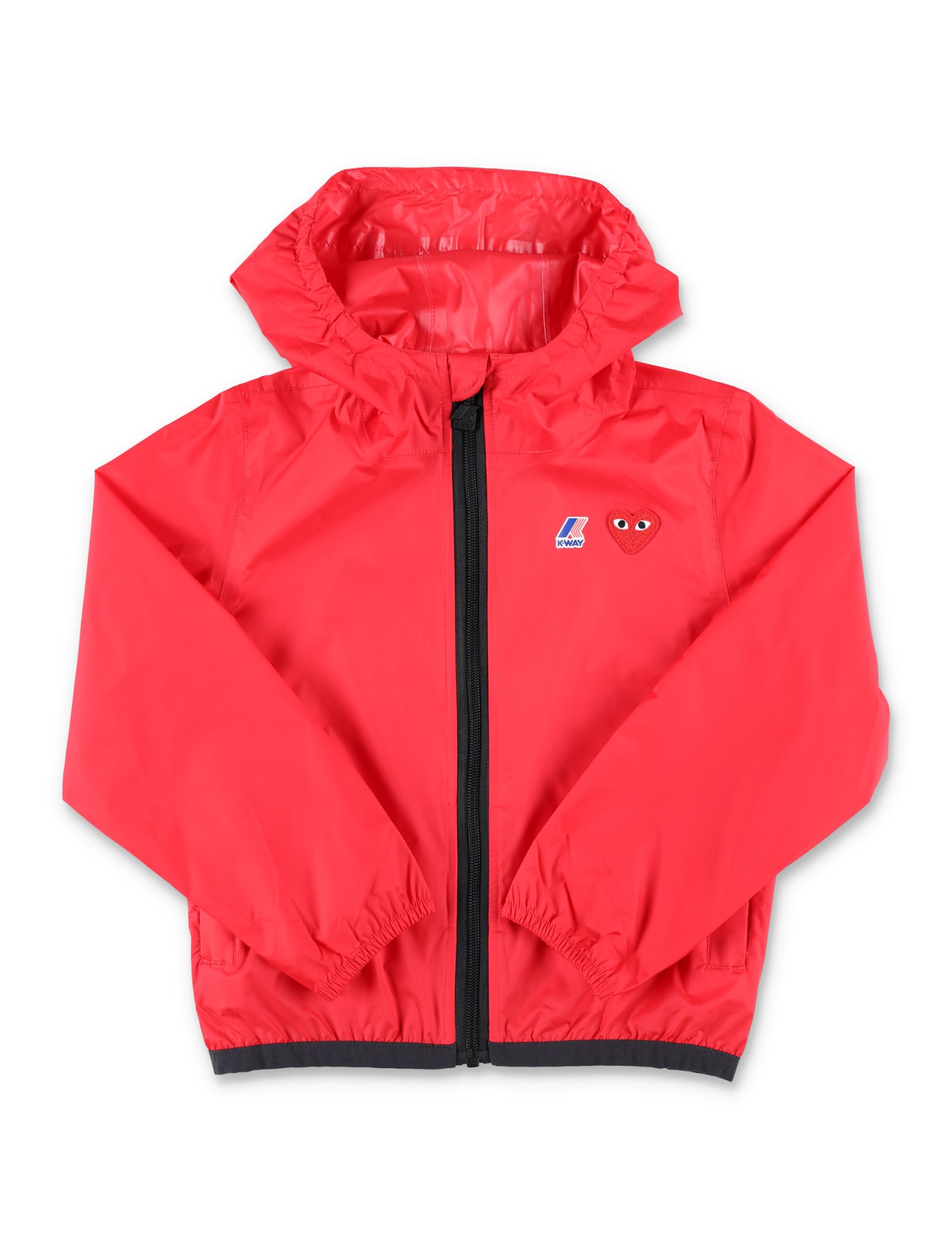 Comme Des Garçons Play Logo-patch Hooded Jacket In Red