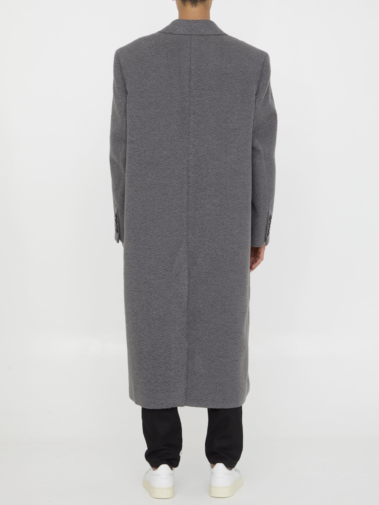 Shop Ami Alexandre Mattiussi Double-breasted Coat In Grey