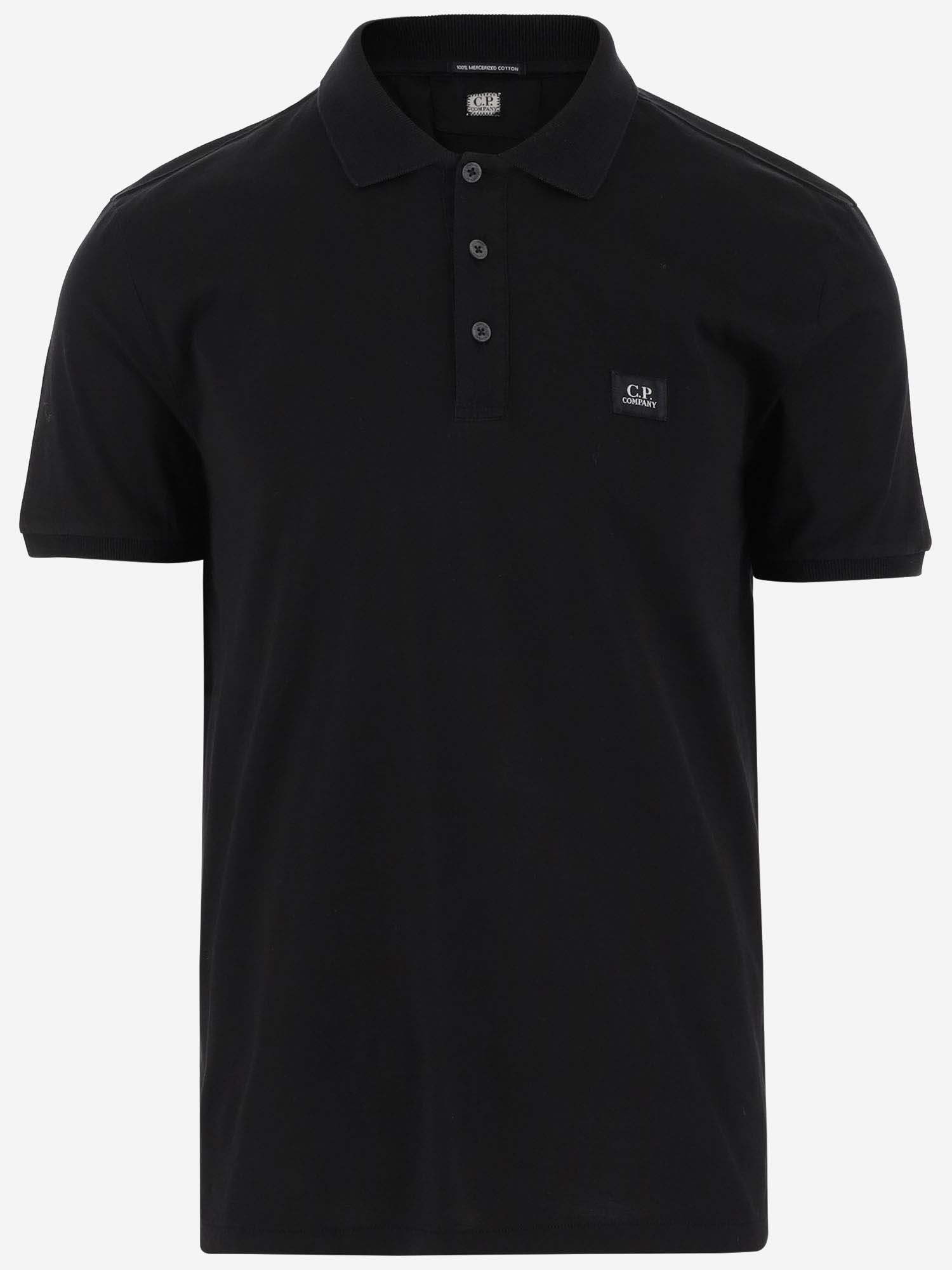 Shop C.p. Company Cotton Polo Shirt With Logo In Black
