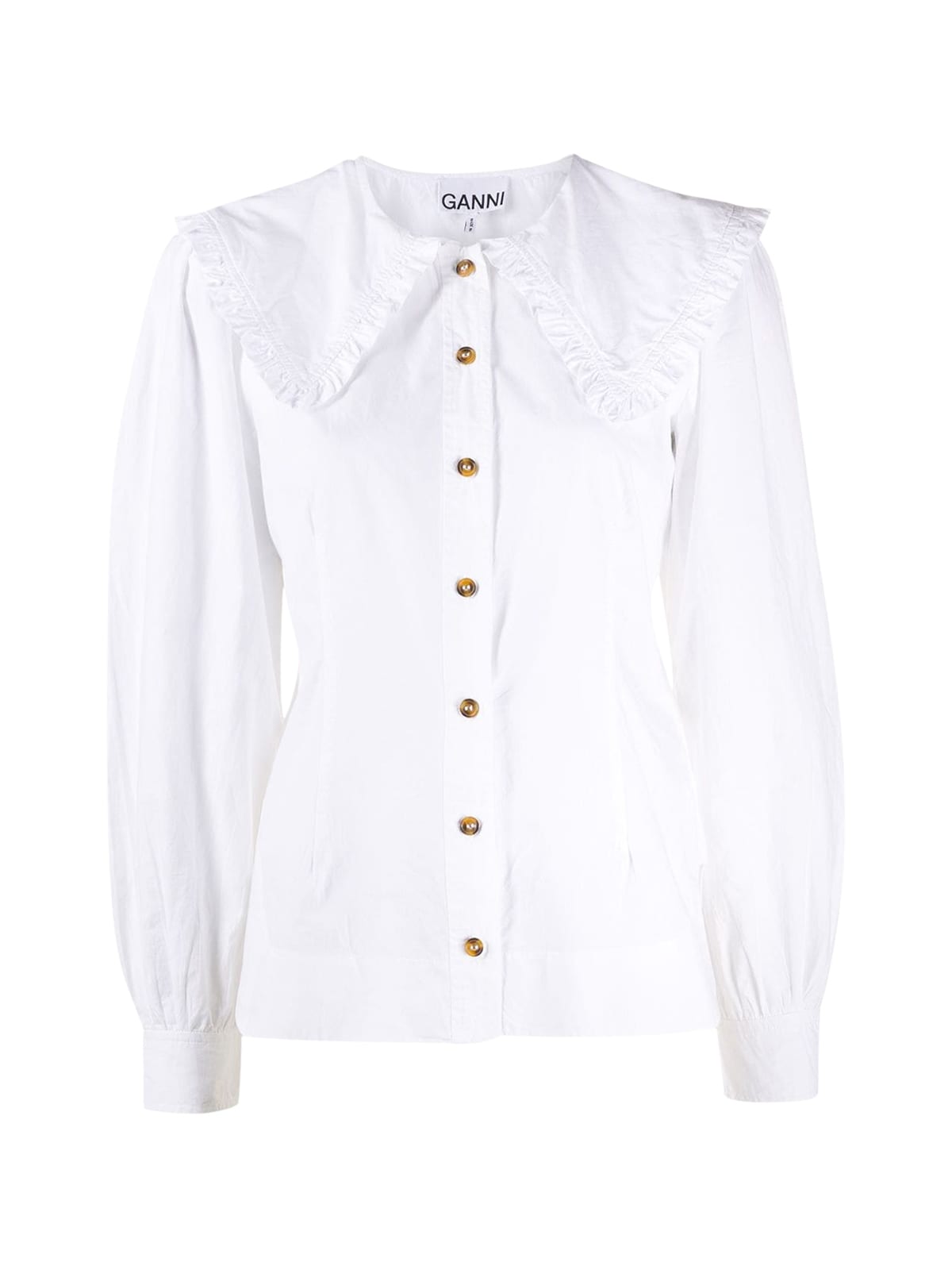 Shop Ganni Fitted Shirt In Bright White