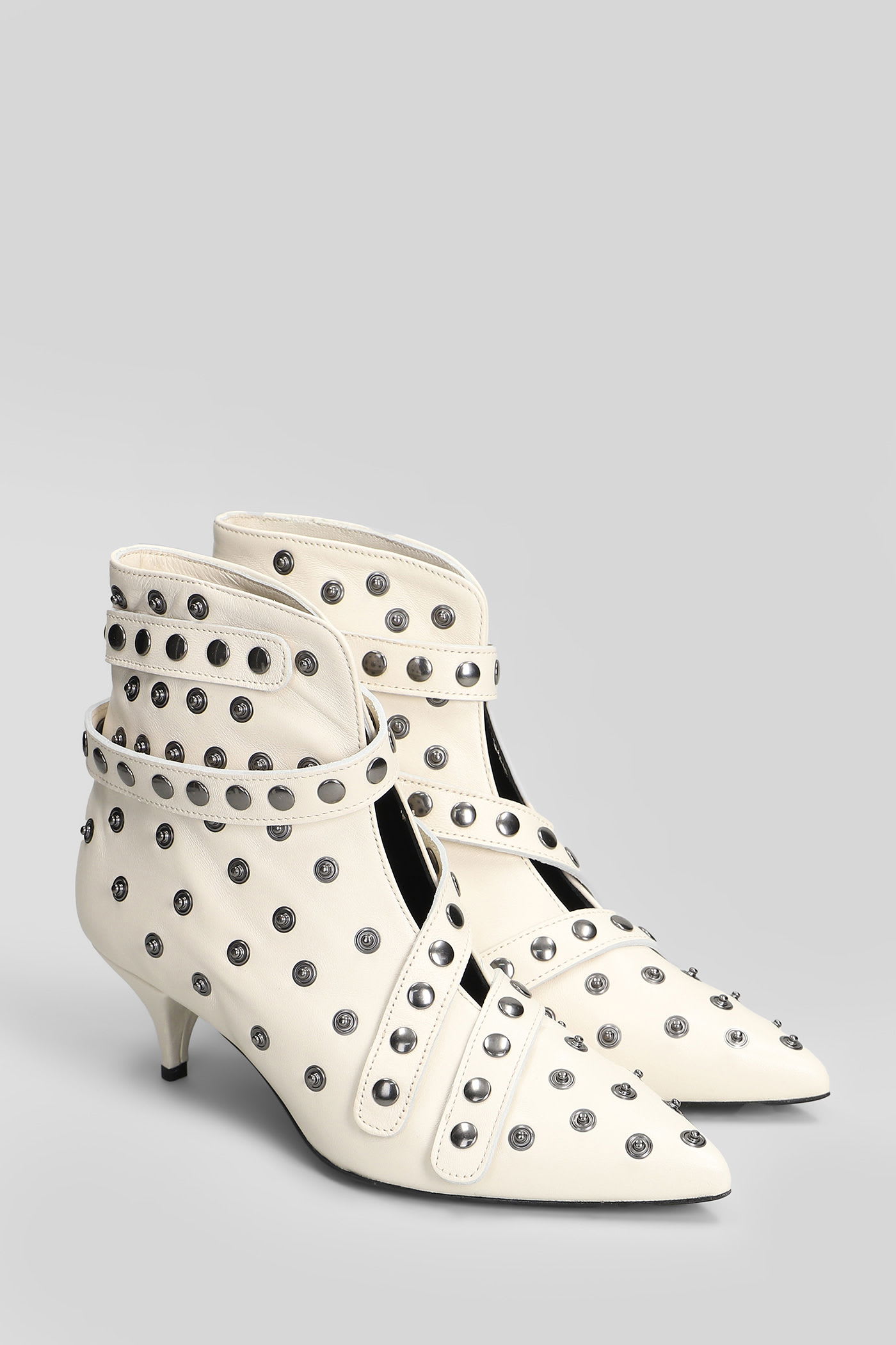 Alchimia High Heels Ankle Boots In White Leather In White