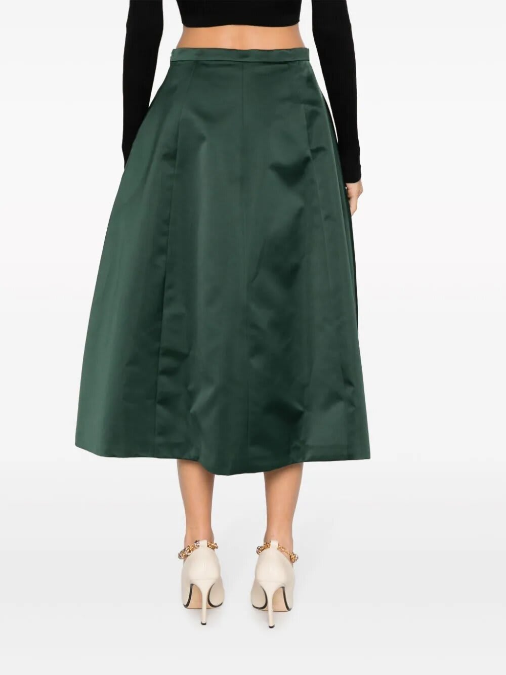 Shop Rochas Midi Skirt Duchesse In Dark Green