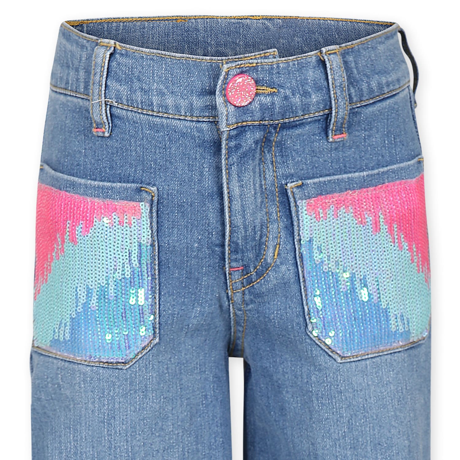 Billieblush Blue Jeans For Gilr With Sequins In Denim