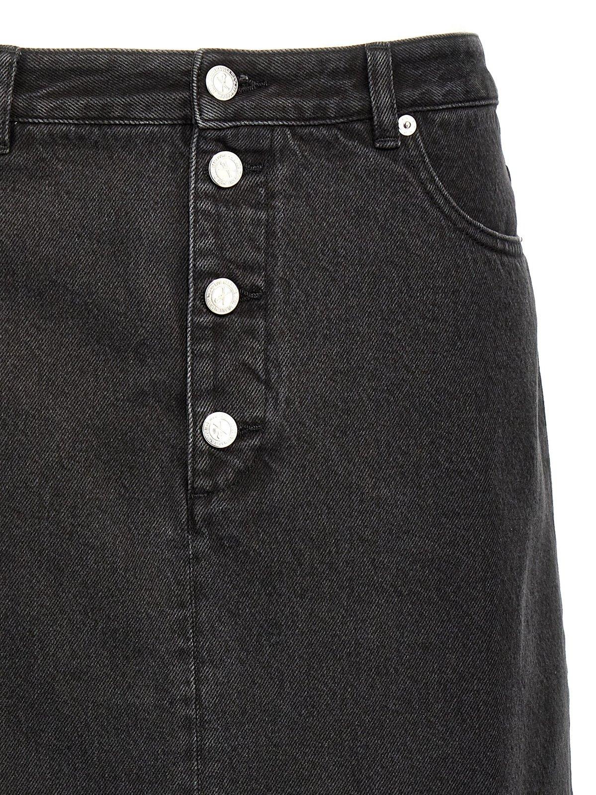 Shop Apc Tennesse Midi Denim Skirt In Lze Noir Delave