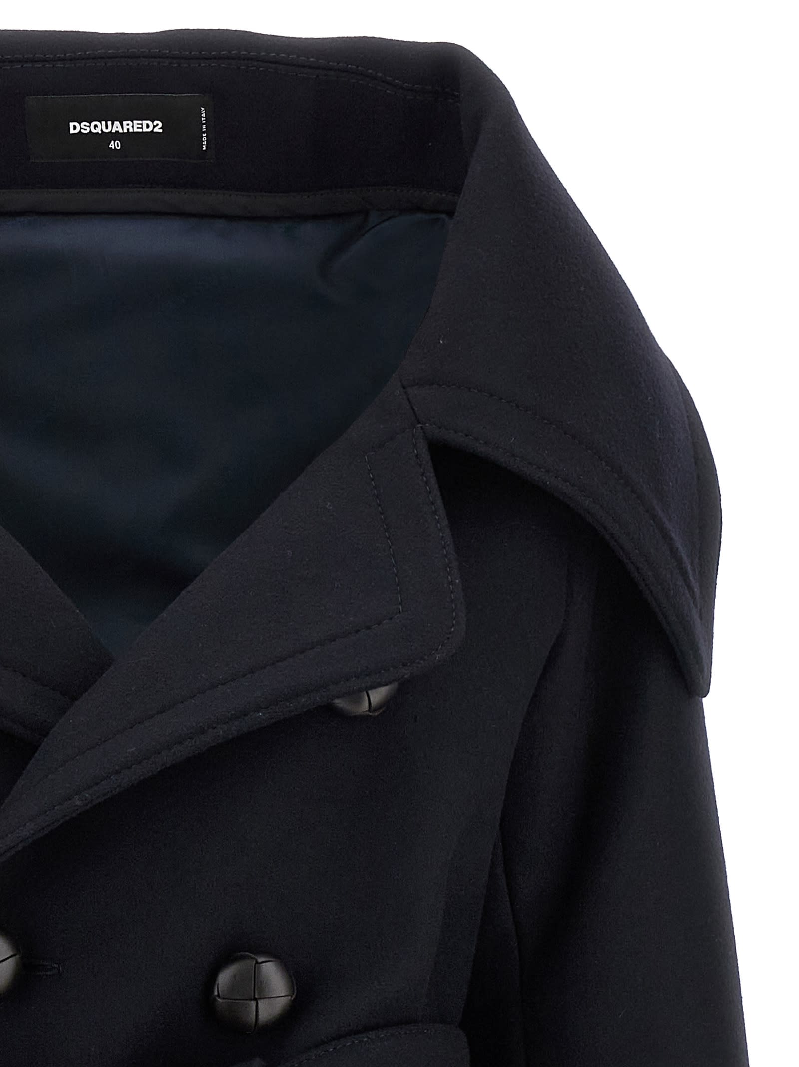 Dsquared2 Double-breasted Coat In Blue