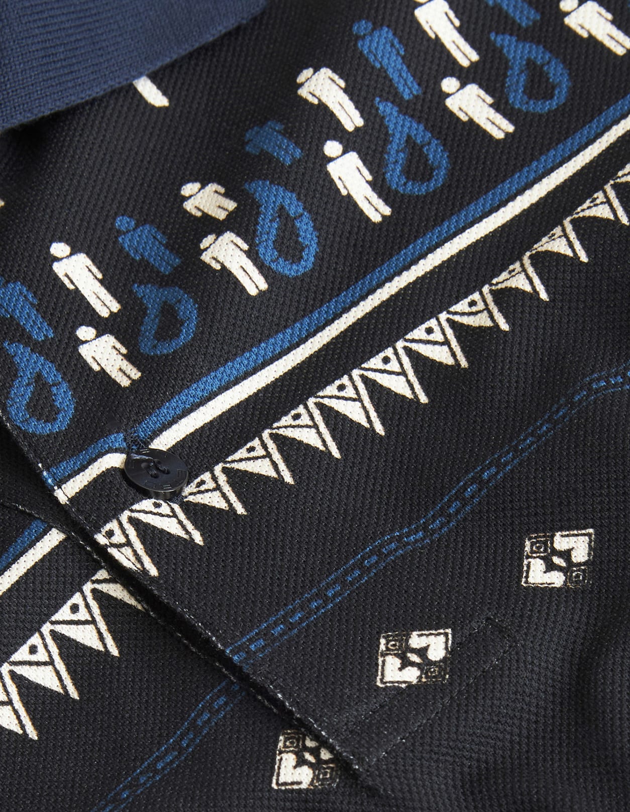 Shop Etro Navy Blue Polo Shirt With Geometric Print