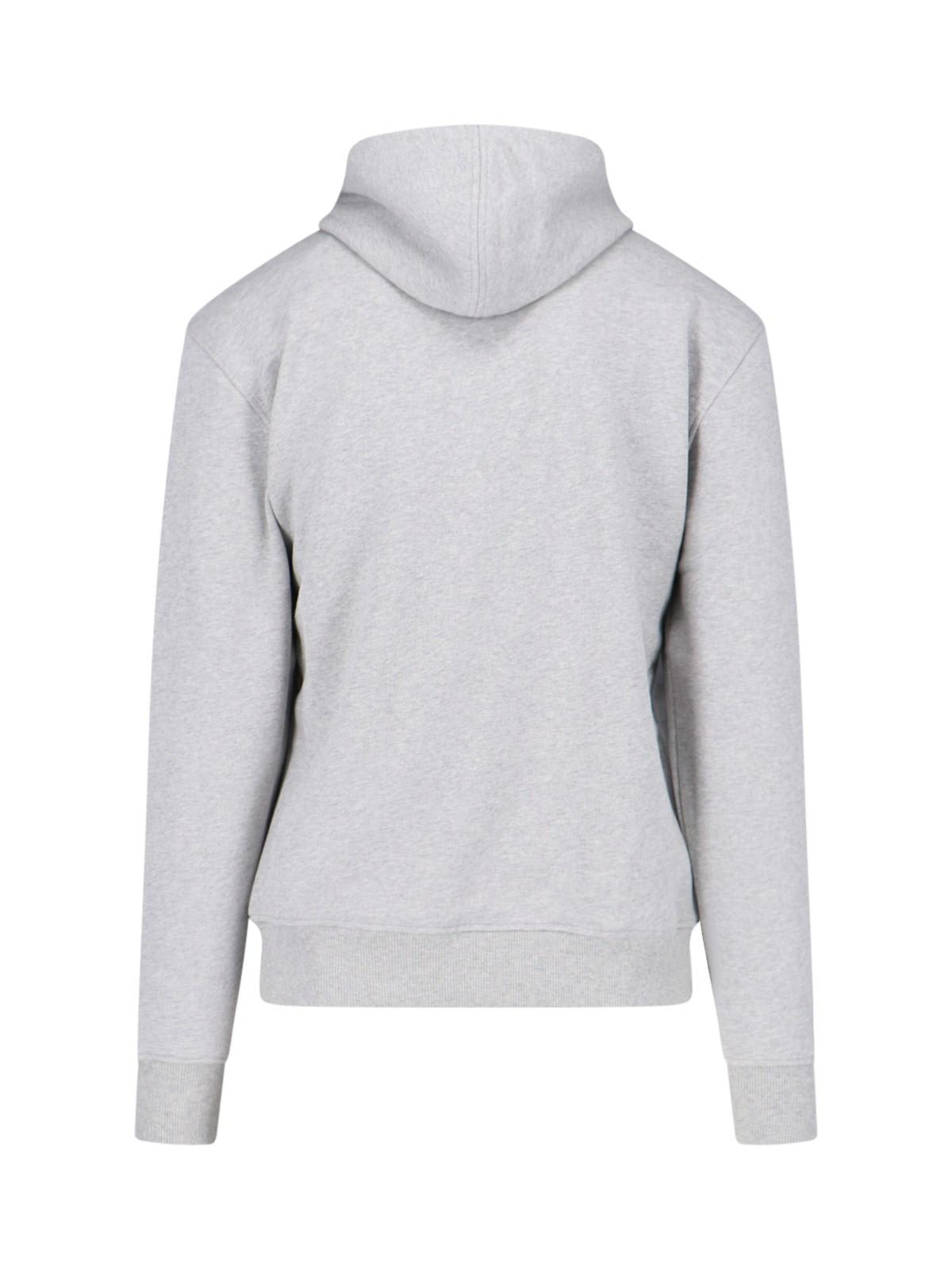 Shop Ami Alexandre Mattiussi Paris Logo Hoodie In Gris Cendre Chine