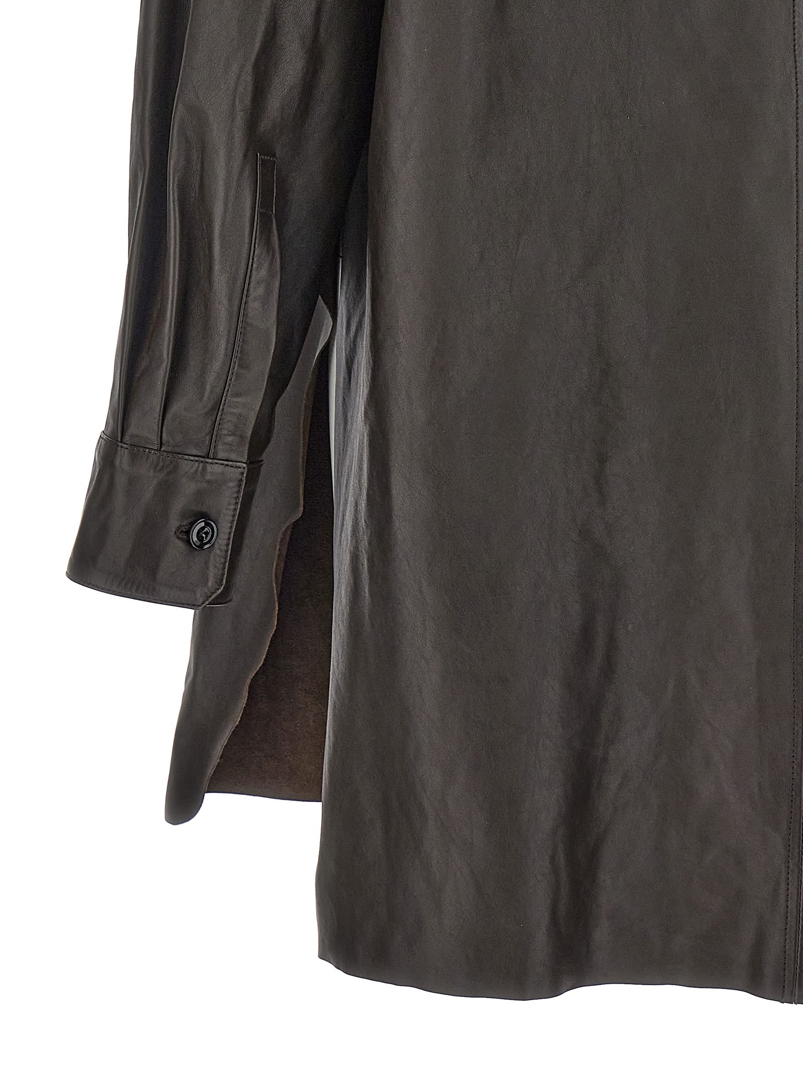 Shop Lemaire Nappa Leather Overshirt In Brown