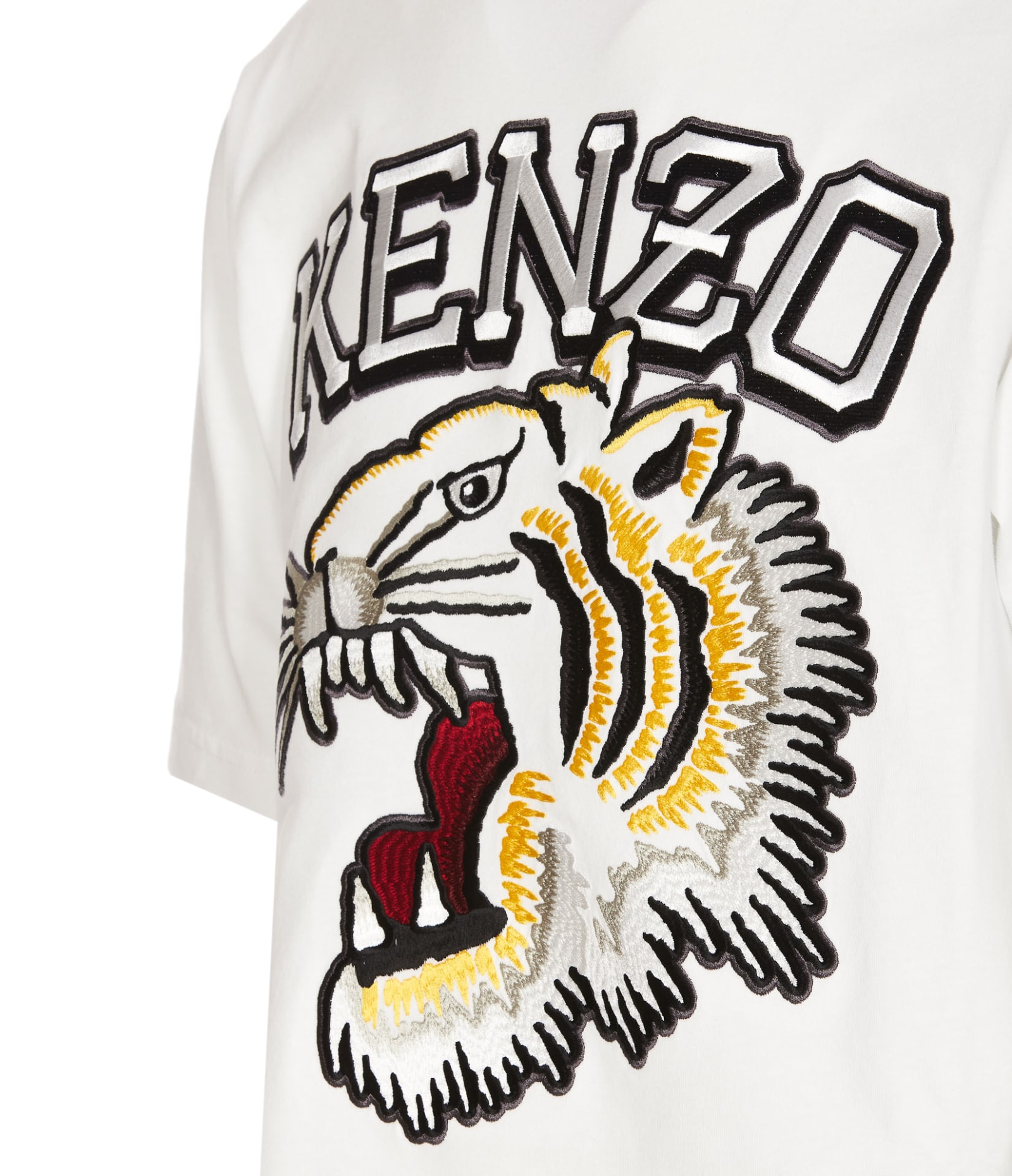 Shop Kenzo Tiger Varisty T-shirt In Gesso