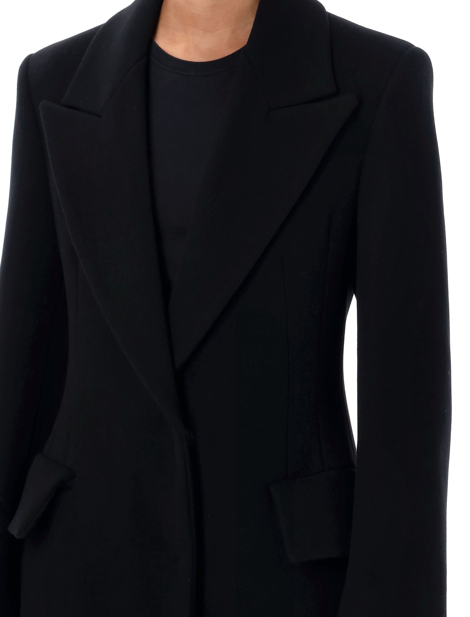 Shop Valentino Long Wool Coat In Nero