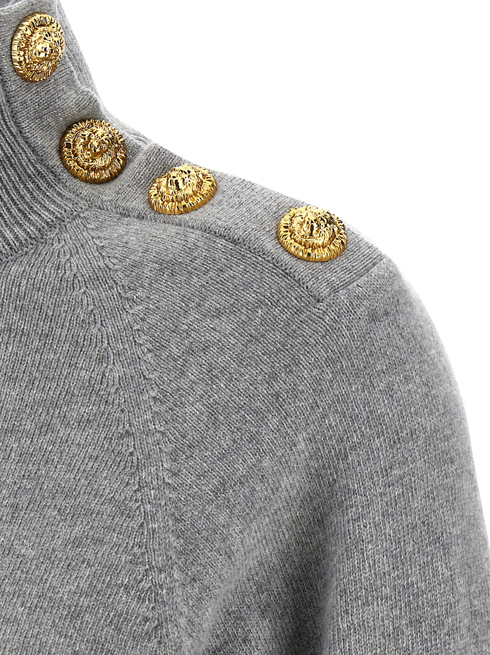 Balmain Cashmere Wool Sweater Sweaters And Cardigans Gray In Gray