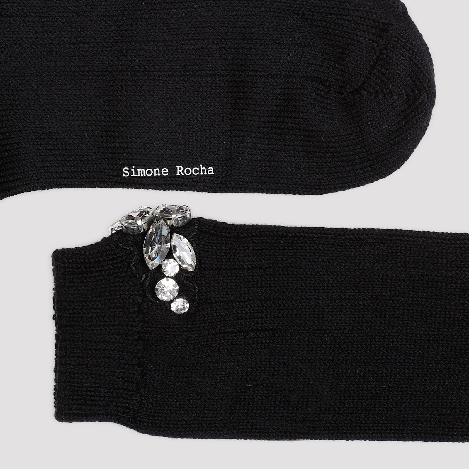 Shop Simone Rocha Flower Crystal Emblem Ankle Socks In Black Crystal