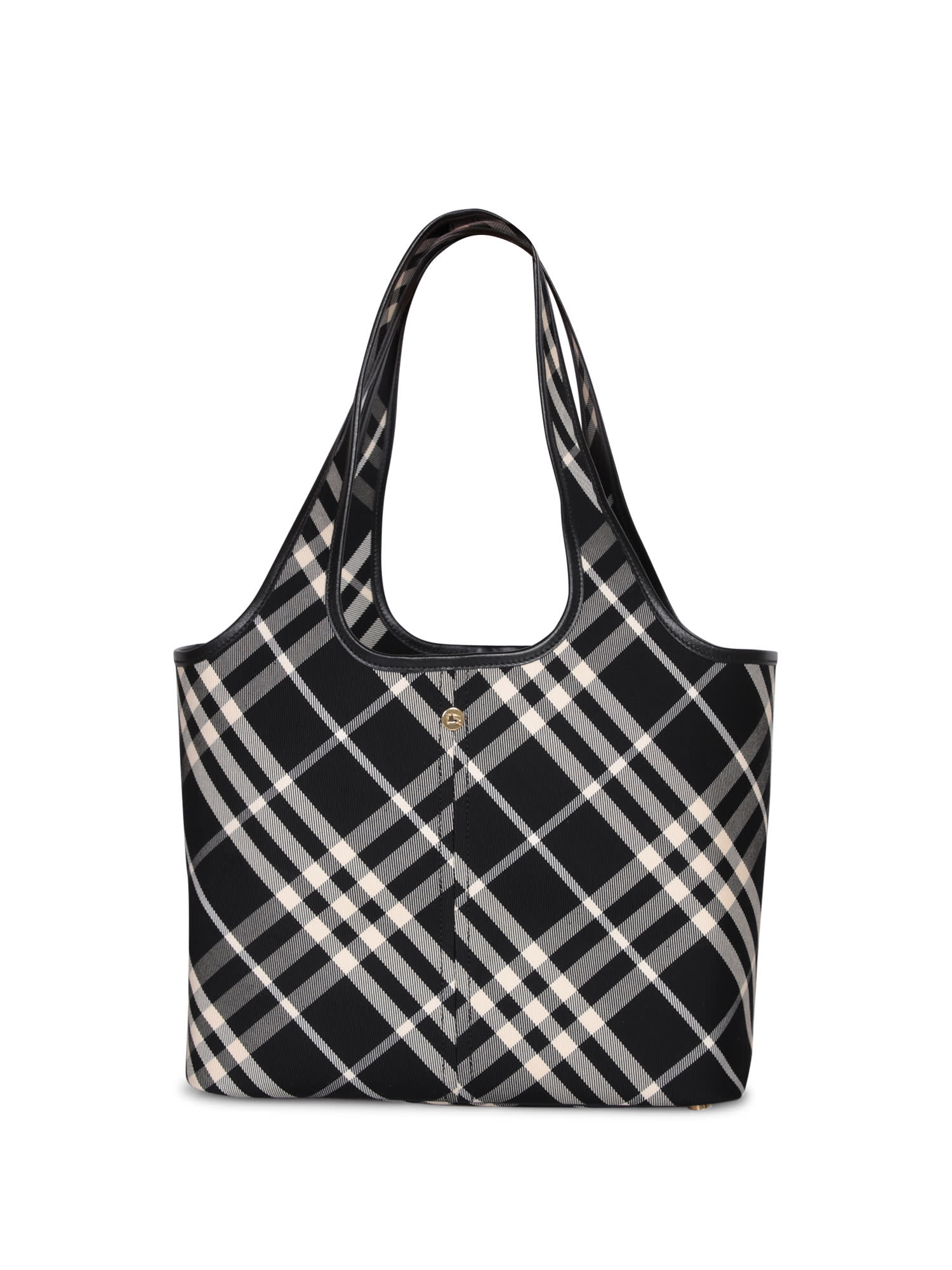 Shop Burberry Black-ivory Small Tote Bag