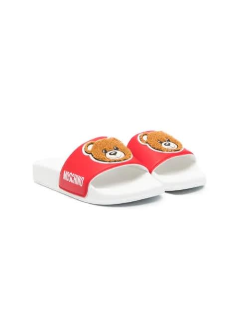 Moschino Red Slippers With Bear
