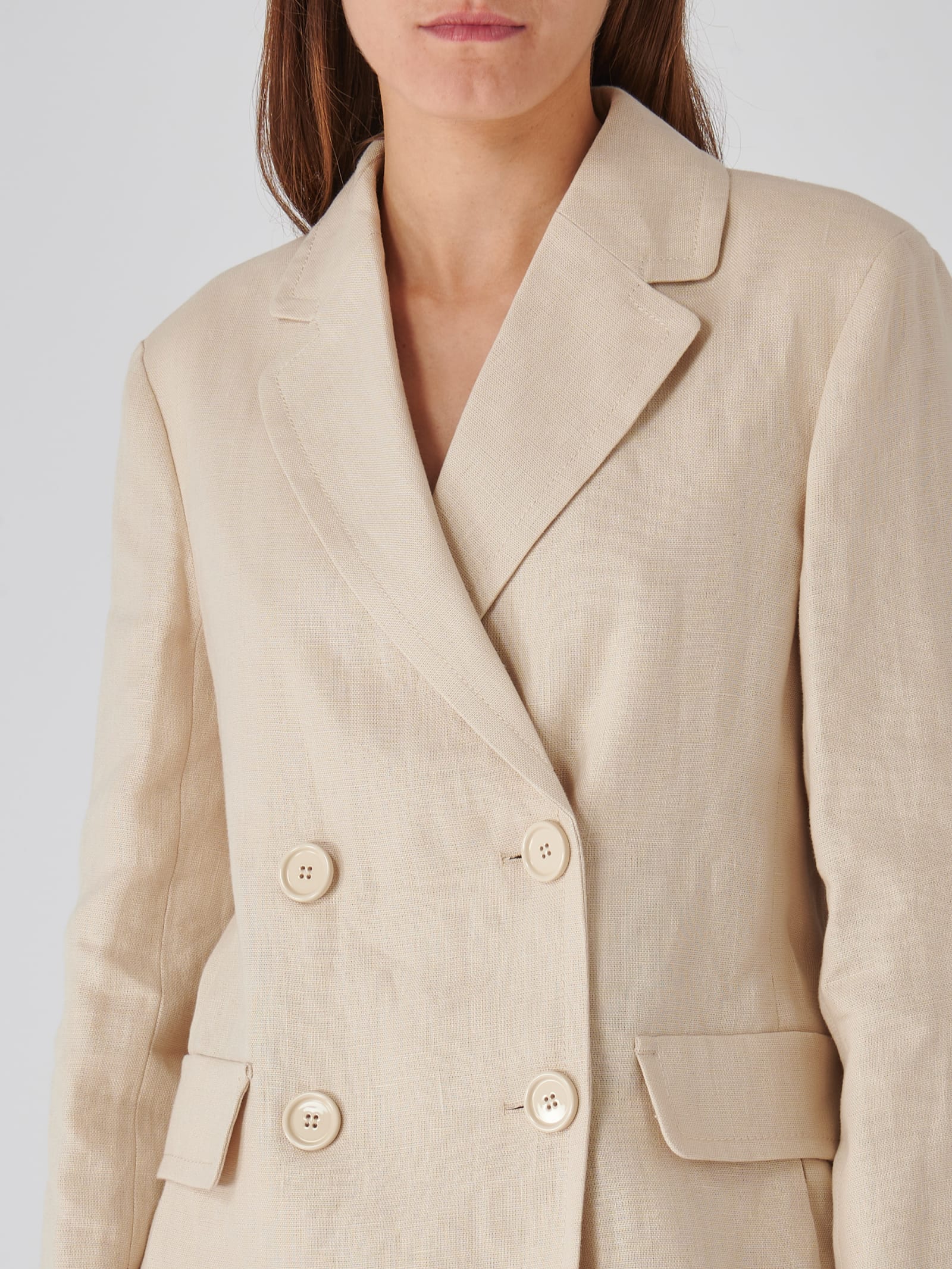 S Max Mara Scrigno Jersey Double Breasted Jacket In Brown