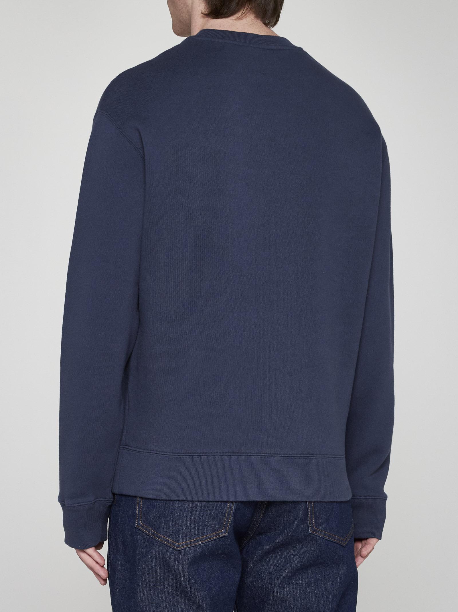 Shop Maison Kitsuné Speedy Fox Patch Cotton Sweatshirt In Blue