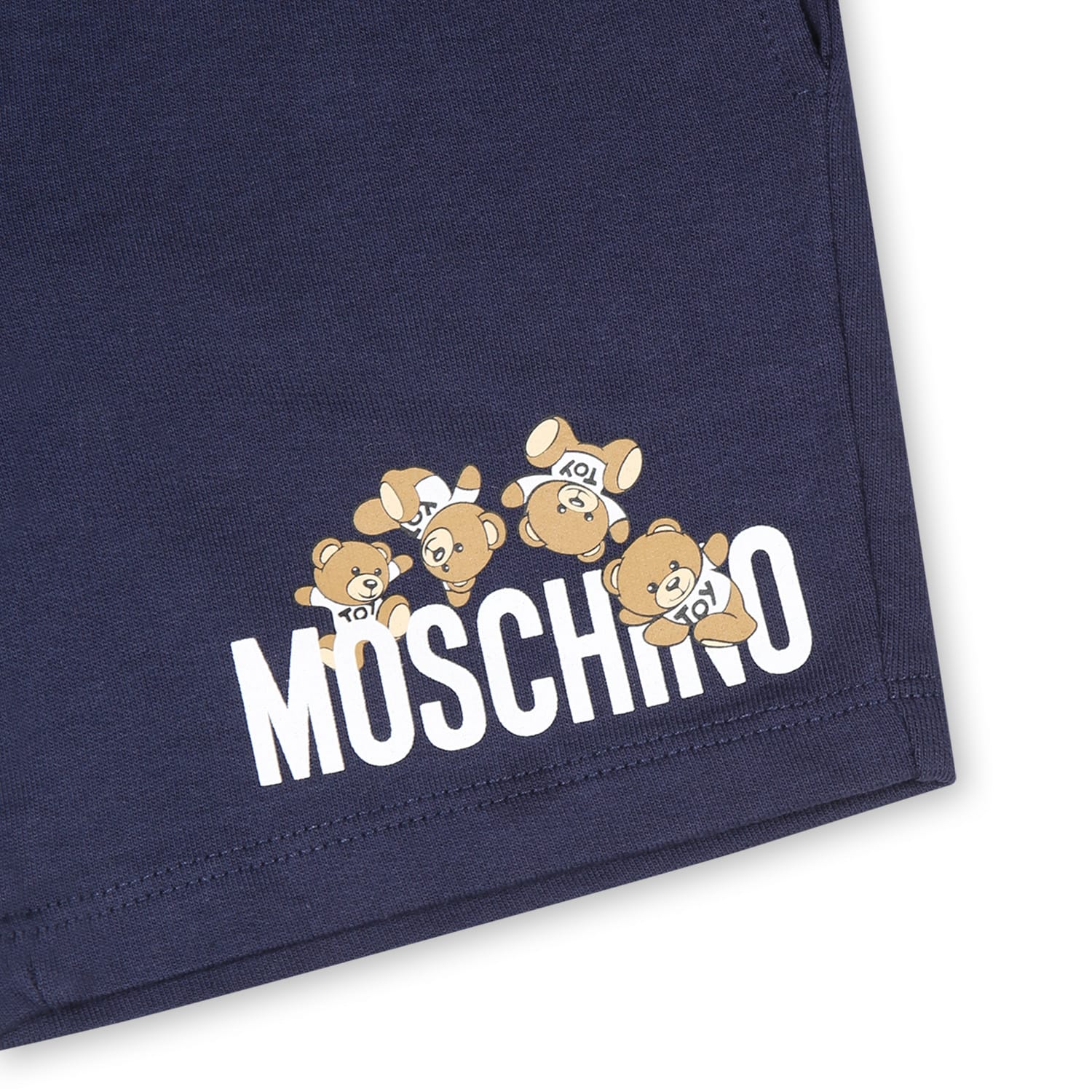 Shop Moschino Blue Shorts For Baby Boy With Teddy Bear