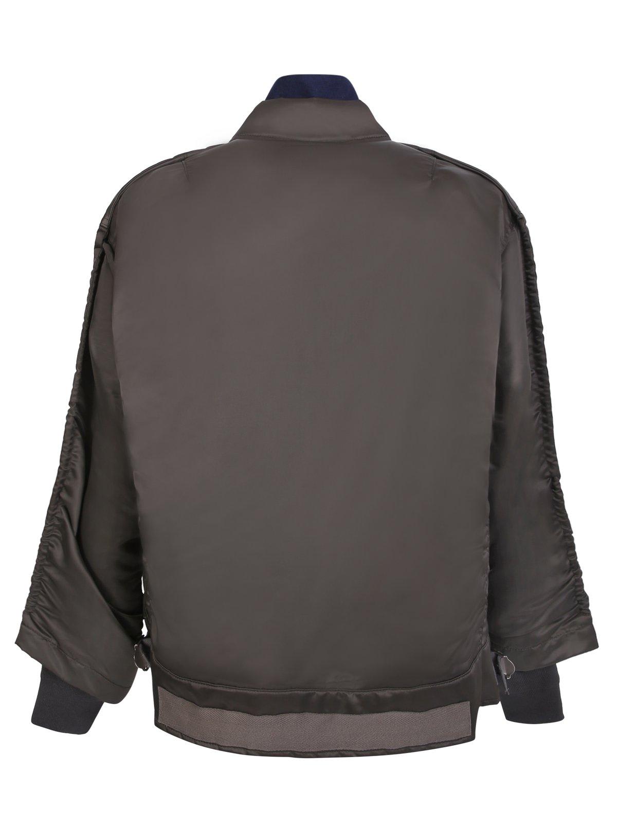 Shop Sacai Collared Button-up Bomber Jacket In Dark Khaki